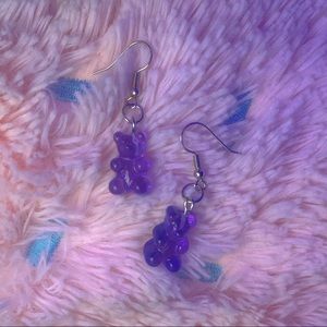 purple 3D gummy bear earrings 💜